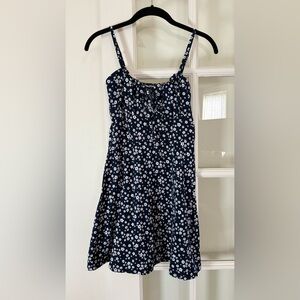 Hollister Navy Blue Floral floral spaghetti strap dress - medium